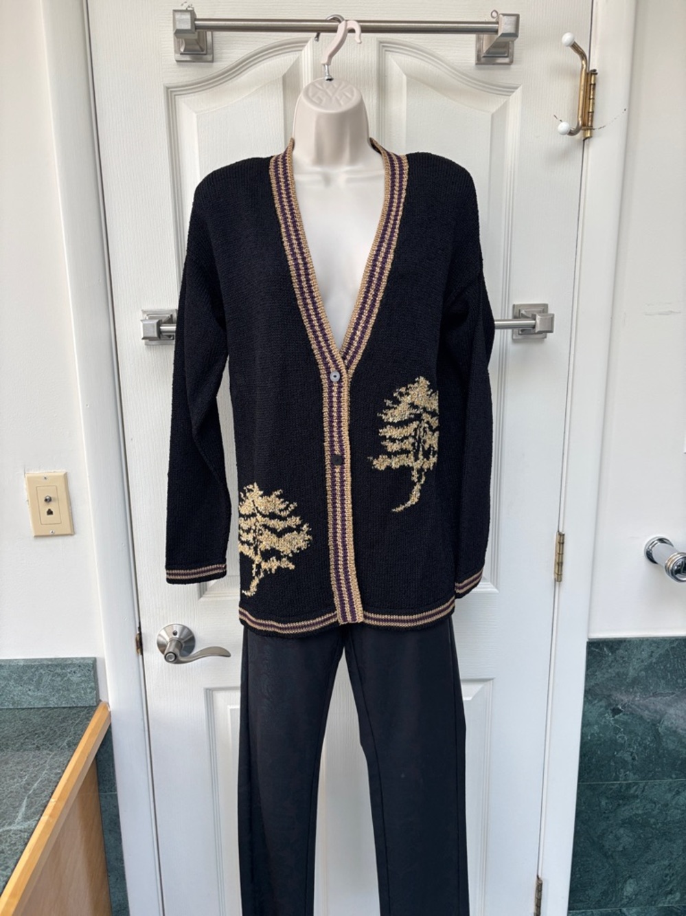 Vintage South Cotton black and gold cardigan